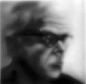 Stephan Kaluza, Distanz - Arno Schmidt, 2001, Öl auf Leinwand, Plexiglas, 93 x 93 cm          